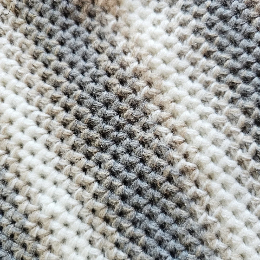 Calvin Klein Infinity Waffle Striped Tan Gray White Loop Winter Knit Scarf
